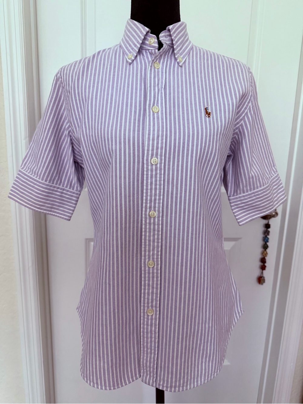 Polo Ralph Lauren women’s short-sleeve striped Oxford/button-down, size S/P